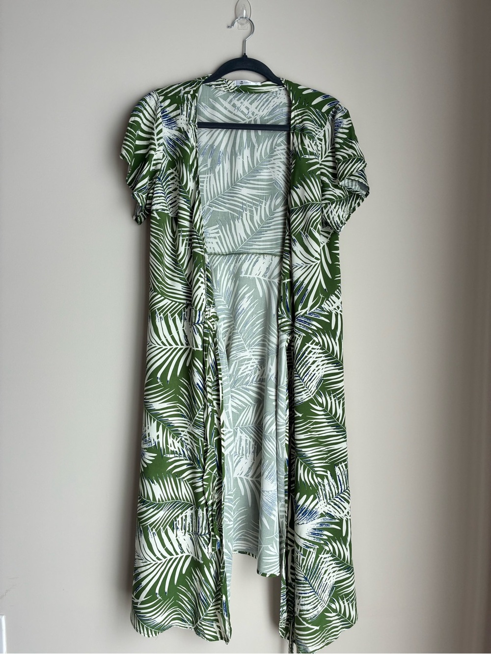 Green Palm-Print Women’s Cover Up Beach Dress